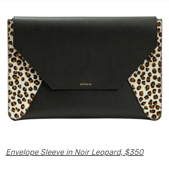 PRISTINE SENREVE TABLET LAPTOP ENVELOPE SLEEVE IN NOIR LEOPARD HAIRCALF BAG - Picture 2 of 9